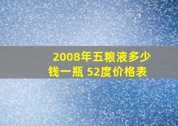 2008年五粮液多少钱一瓶 52度价格表